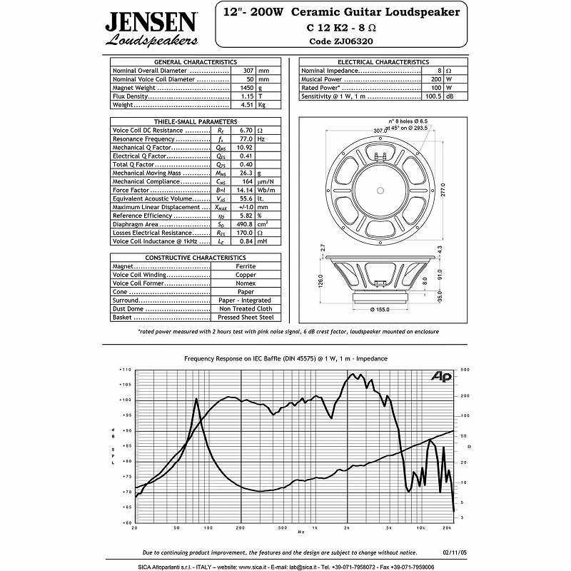 Jensen Cシリーズ(フェライト・マグネット) C12K2(8Ω/16Ω) [C12K2 