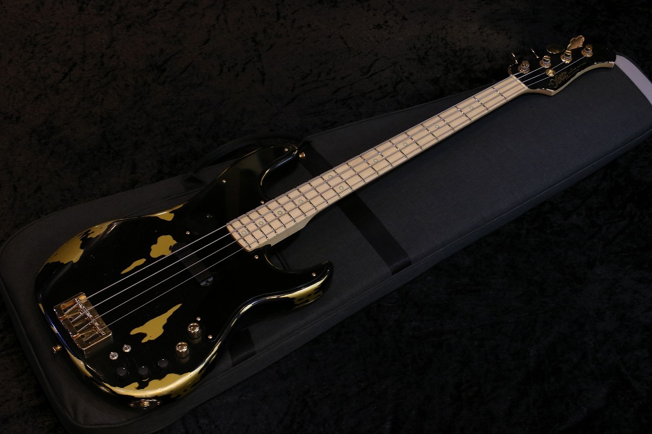 Xotic XTB-1T 4st Black Over Aztec Gold Heavy Aged Gold Hardware #010