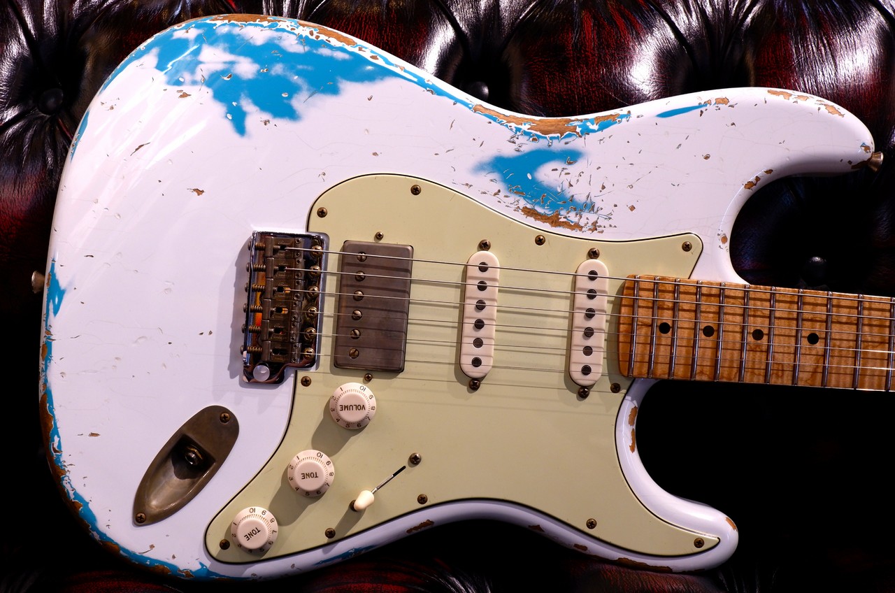 洋楽 taka555 Xotic XSC-2 5A Grade Flame Maple Neck Heavy Aged ~Olympic White