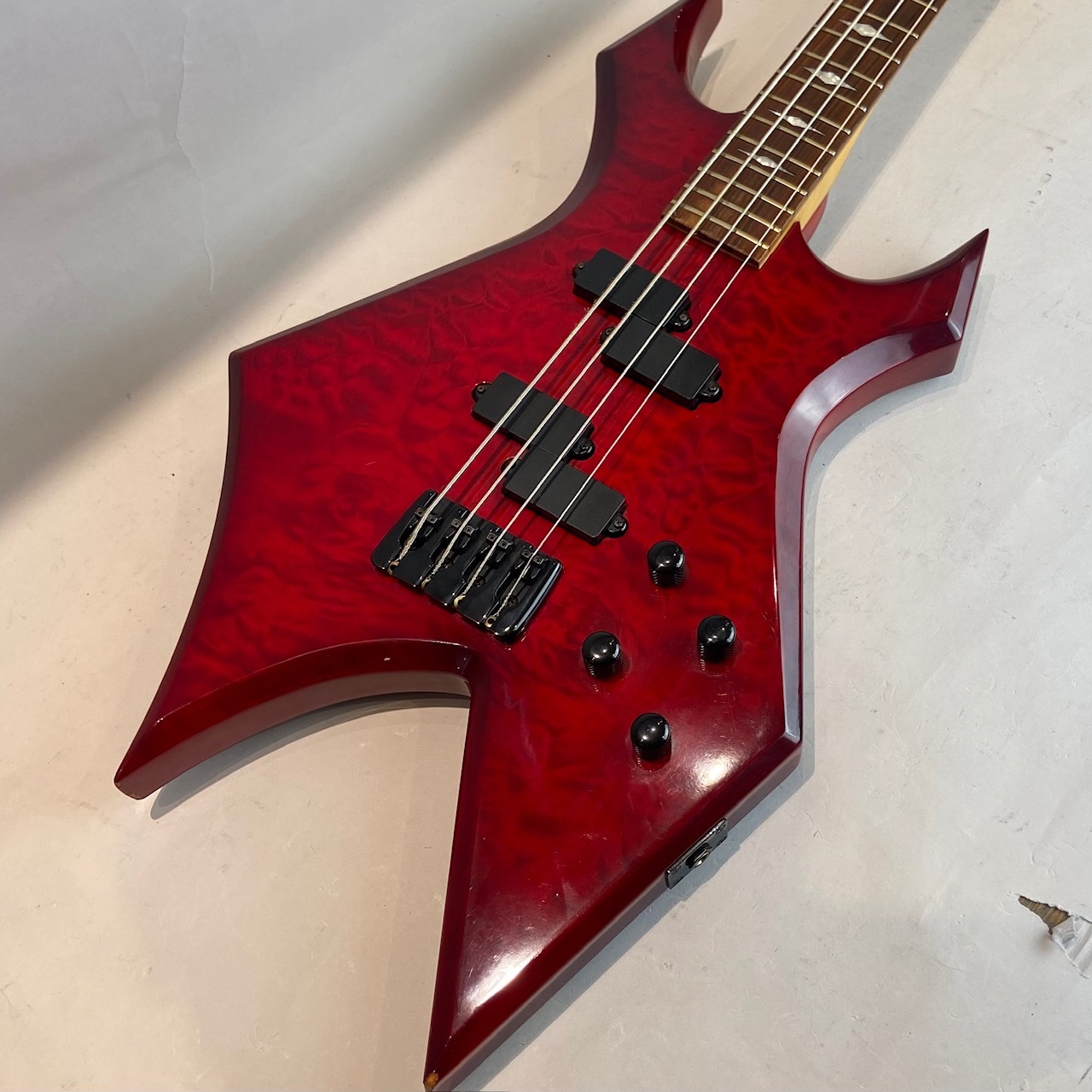 B.C.Rich NJ SERIES WARLOCK BASS Trans Red Quilted Top 4st