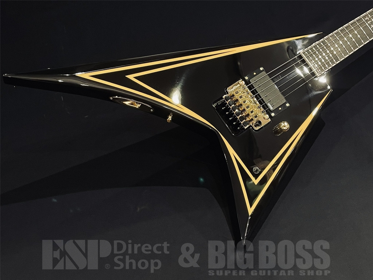 エレキギター EDWARDS E-ALEXI KATAKANA / Black with Yellow Pinstripe（新品/送料