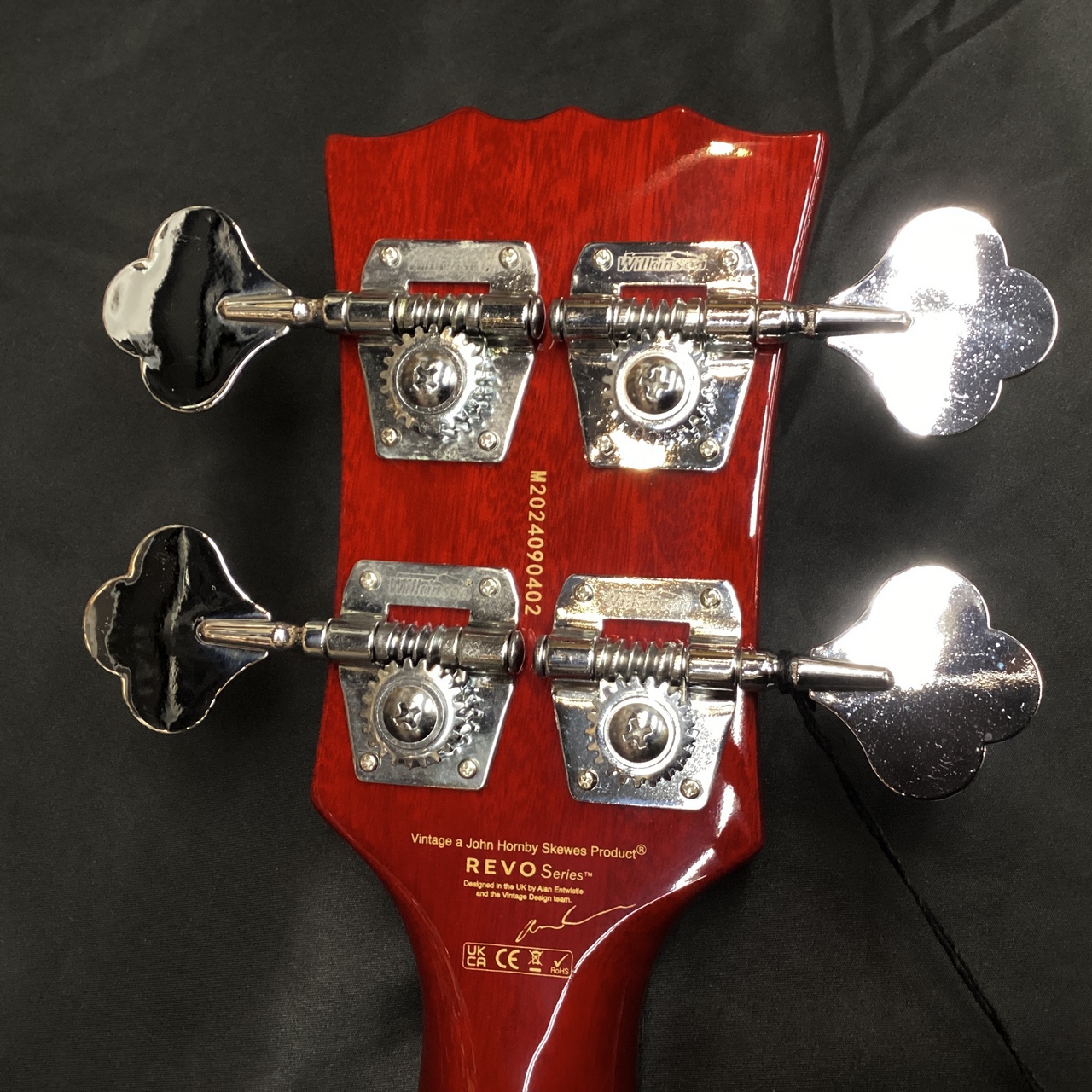 Vintage VRB70CR REVO Series 'Callan' Bass/See Thru Cherry Red