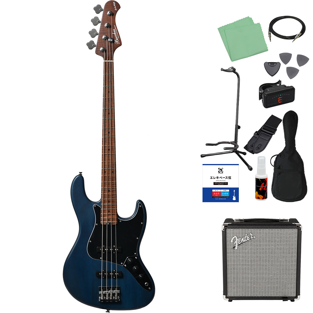 Bacchus WL4-STD/RSM ベース 初心者12点セット 【Fenderアンプ付