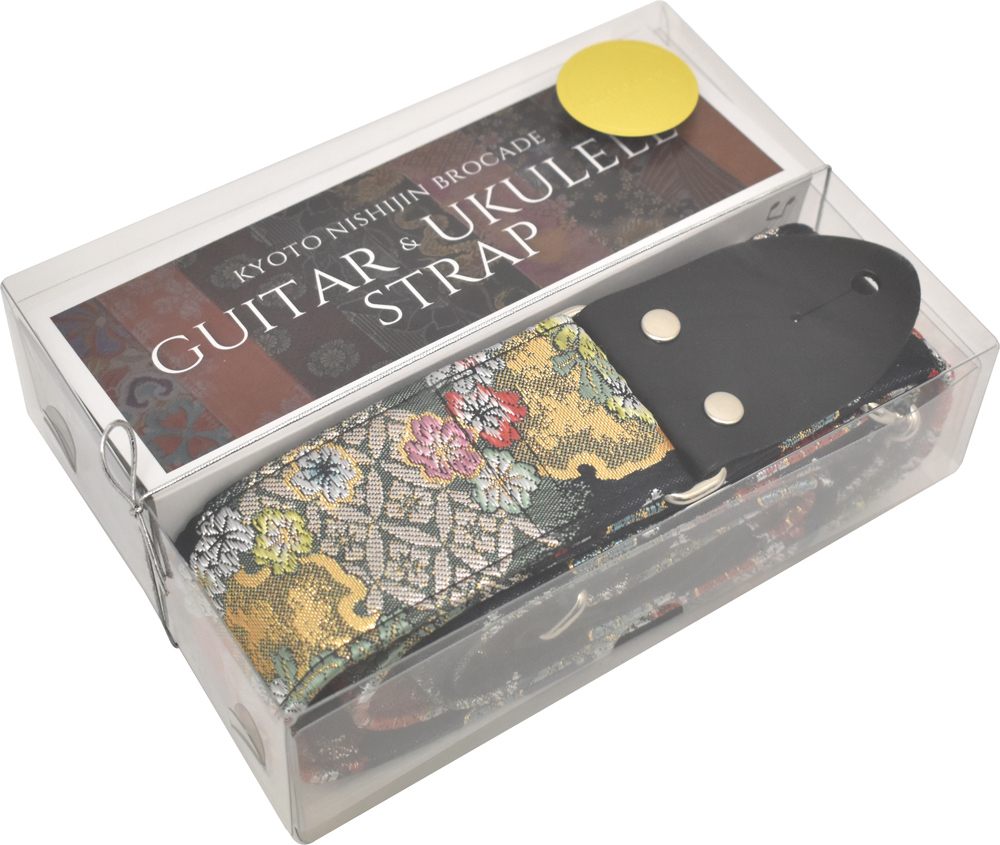 Harmonics J 西陣織ギターストラップ -流れ小花散し (No15)/BK