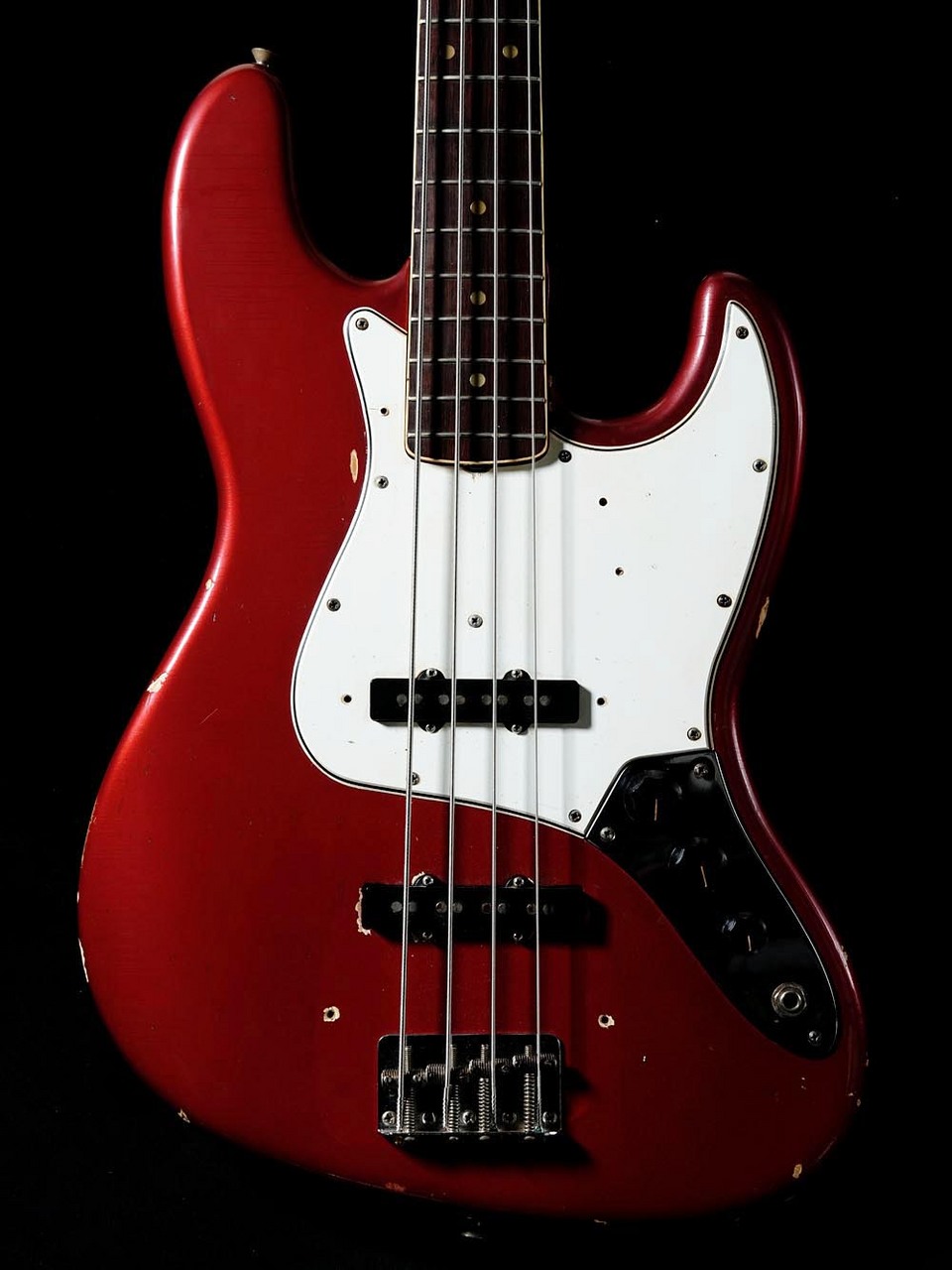Fender 1965 JazzBass Candy Apple Red Matching Head Bound Dot