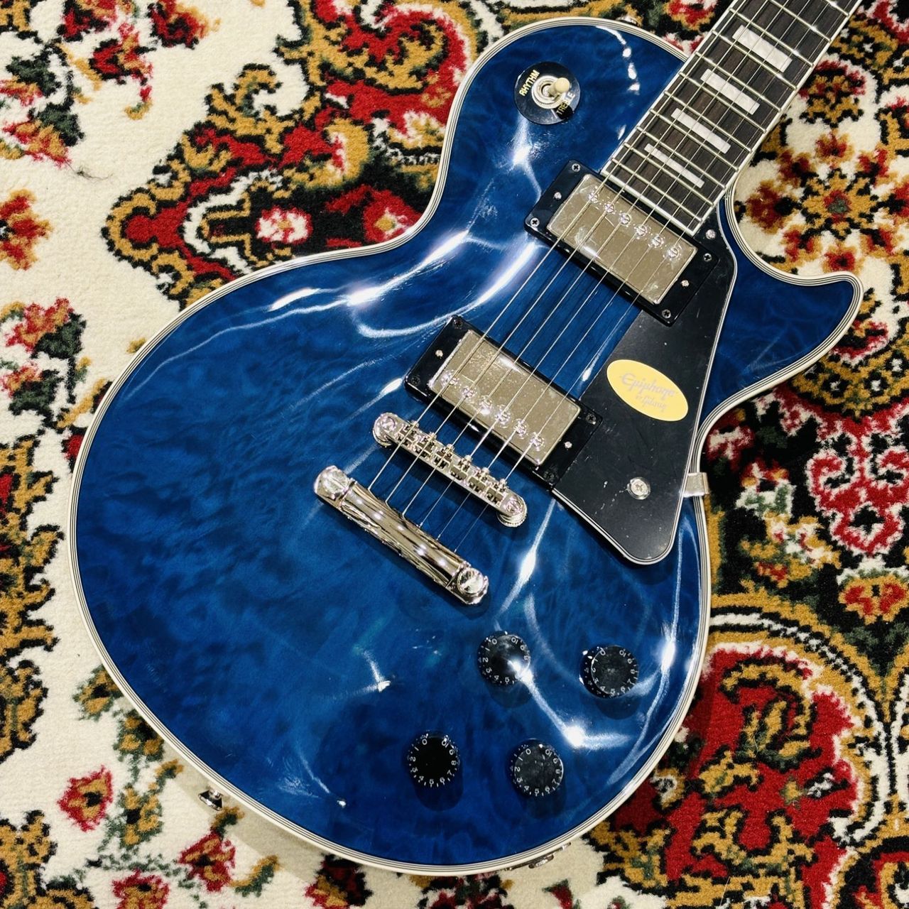 ギター Epiphone Les Paul Quilt Viper Blue Epiphone Les Paul Custom Quilt in Viper Blue w/Premium