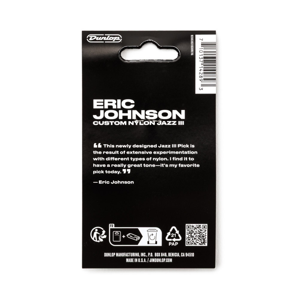 Jim Dunlop 407P138EJ ERIC JOHNSON CUSTOM NYLON JAZZ III PICK 1.38