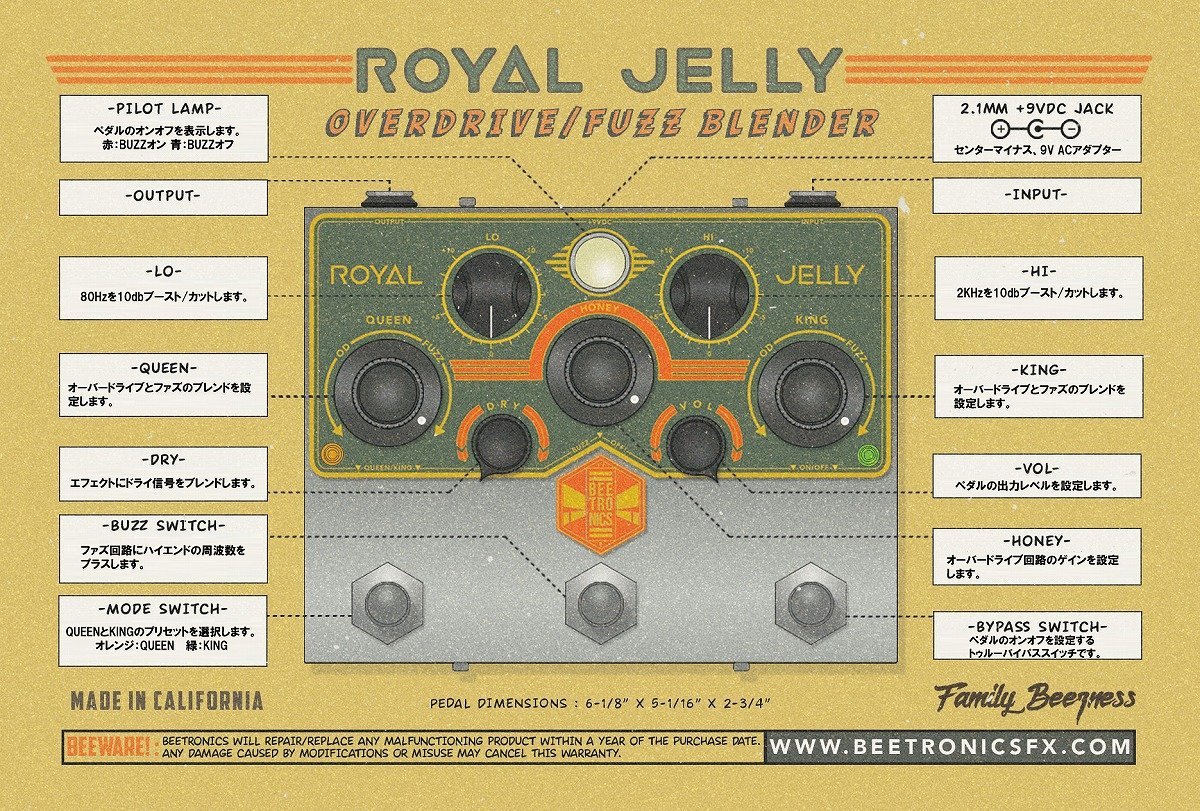 Beetronics ROYAL JELLY Fuzz/OD Blender オーバードライブ ファズ