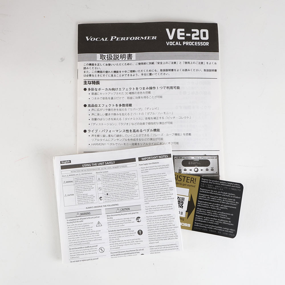 【美品】BOSS VE-20 ボーカルエフェクター（取扱説明書付き） BOSS 【中古】 ボーカルエフェクター BOSS VE-20 Vocal Performer