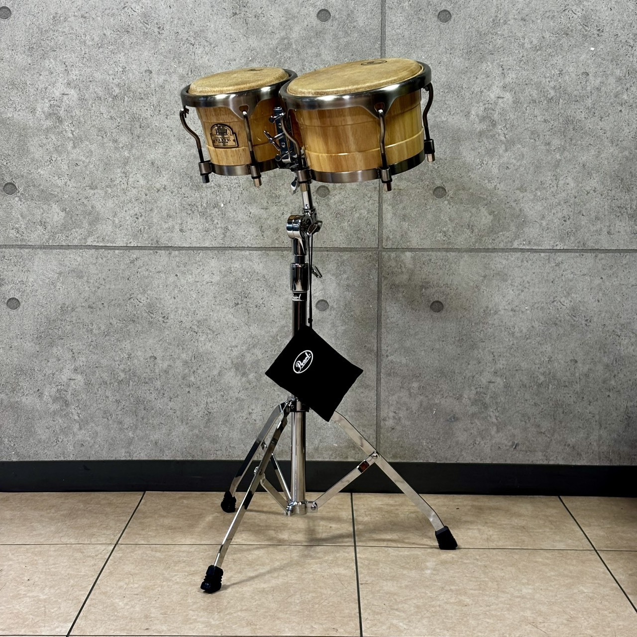 Pearl Elite Wood Bongos [PBW-300DX] +Bongo Stand 804B Set（中古