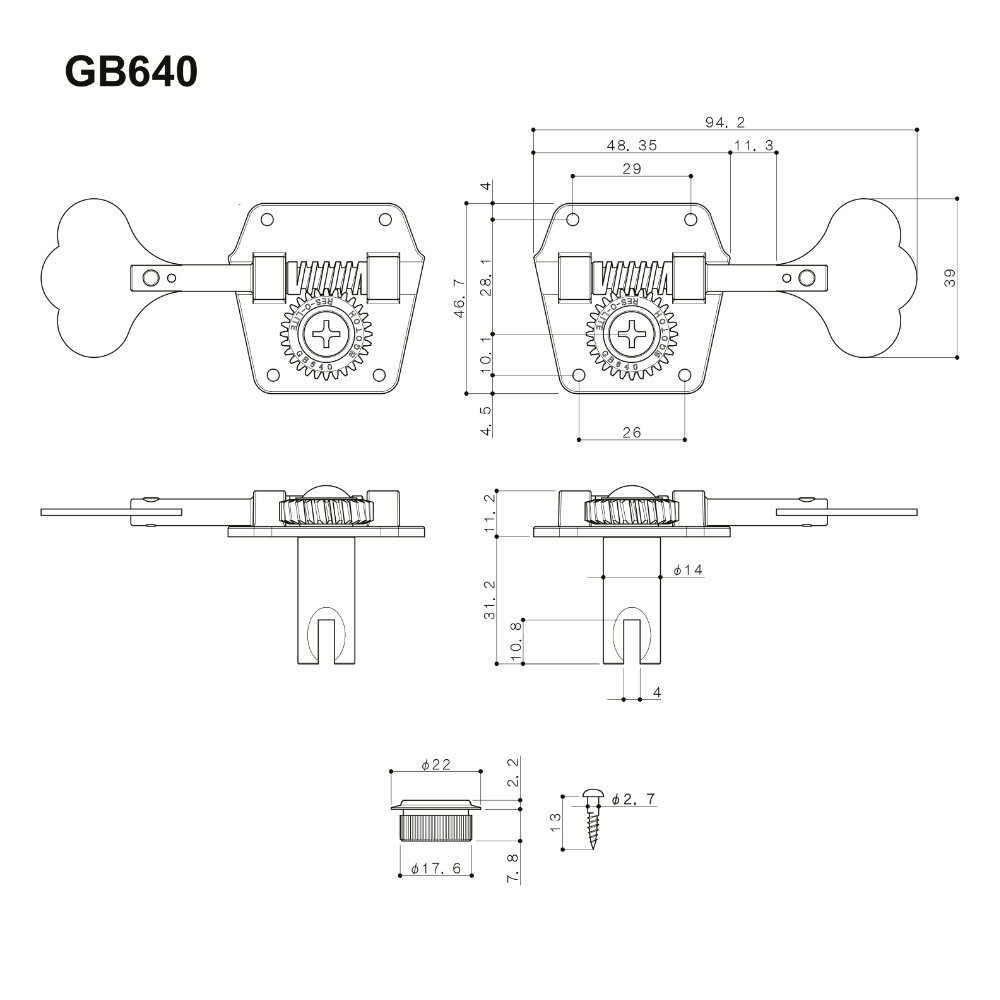 GOTOH GB640 ベースマシンヘッド ブラックフライデー割引中^_^ GOTOH ゴトー GOTOH GB640-L4-Nickel ベース用ペグ（新品/送料無料