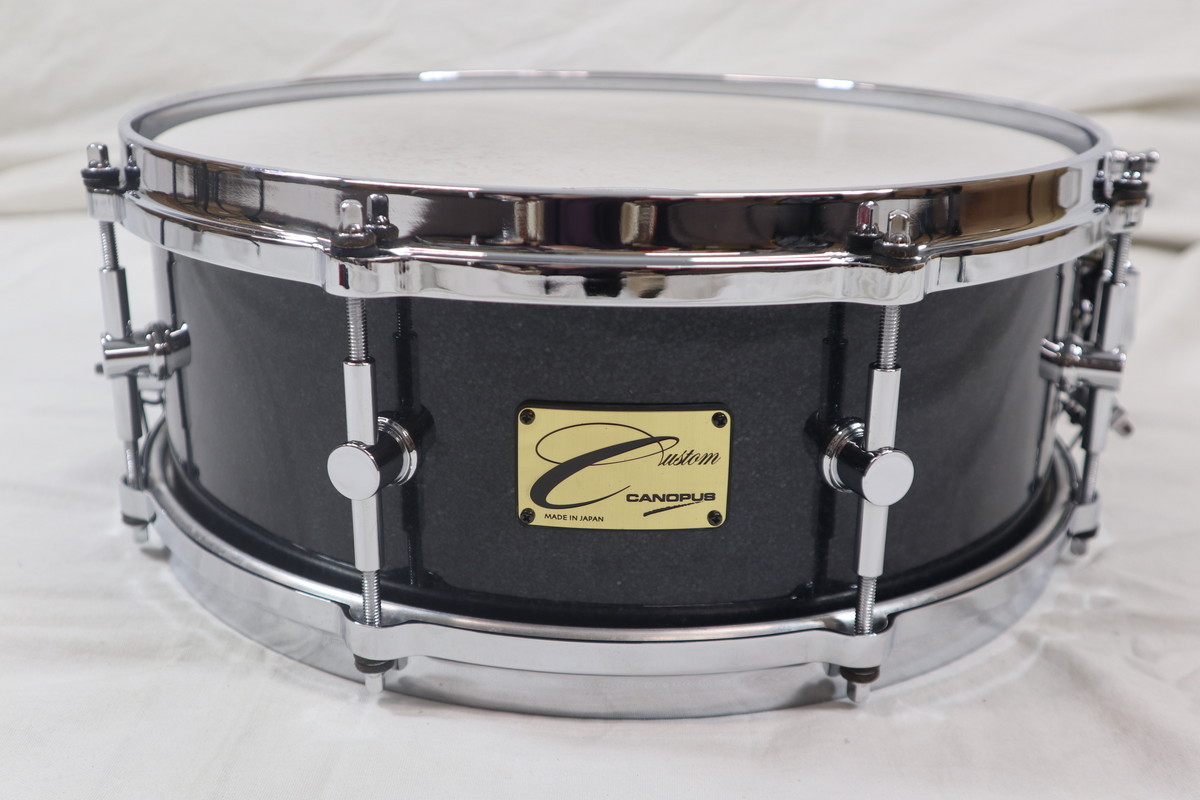 canopus USED CANOPUS カスタムオーダースネア14x5.5 メイプル8ply ブラックスパークル