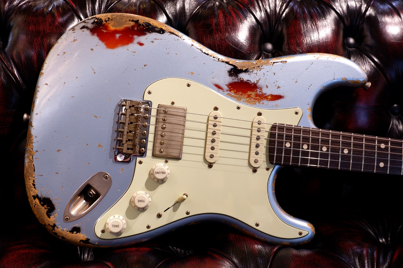Xotic XSC-2 5A Grade Flame Maple Neck Heavy Aged ~Ice Blue on 3TS