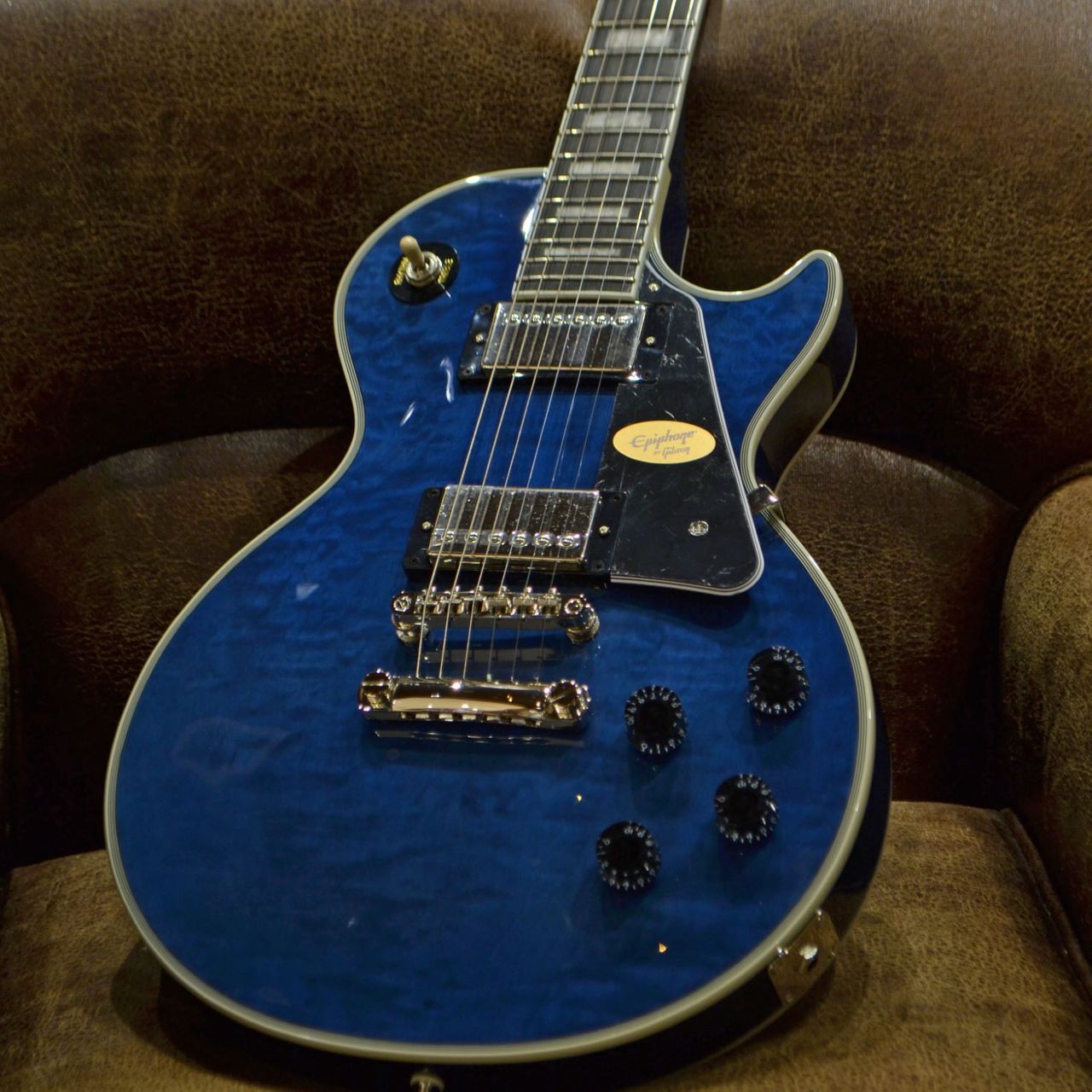 Epiphone Les Paul Custom Quilt Viper Blue (バイパーブルー) エレキ 