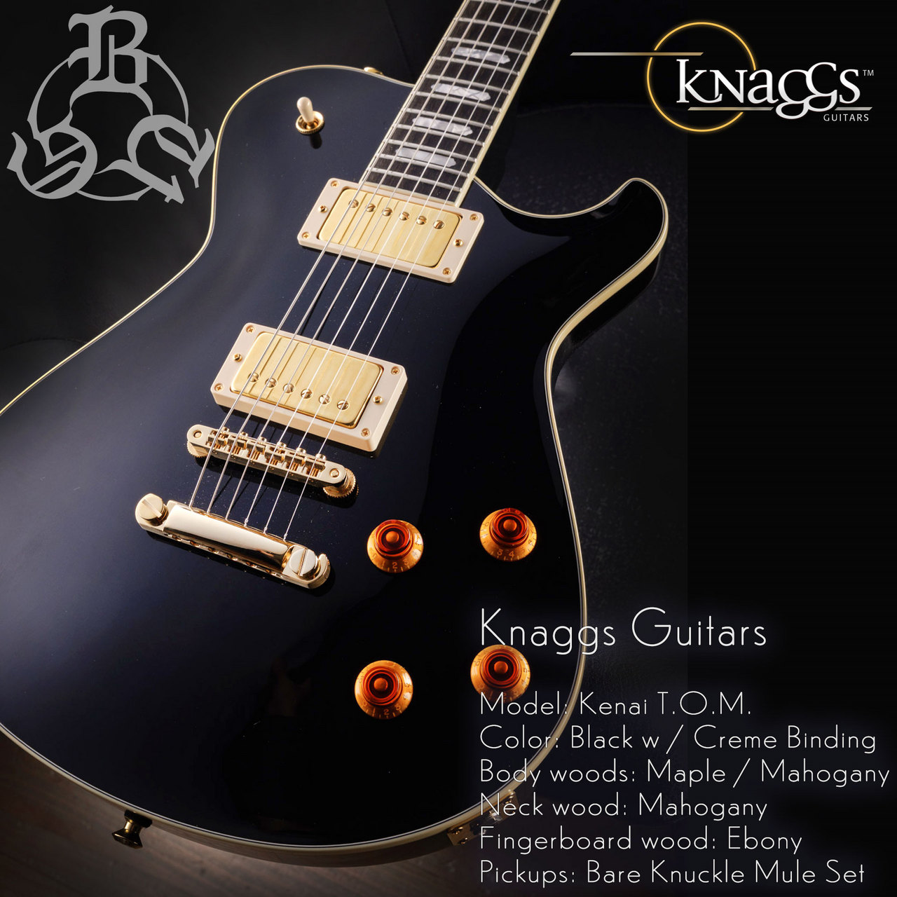 Knaggs Guitars Kenai T.O.M. (ケナイ) [ Black BWB & Creme Binding