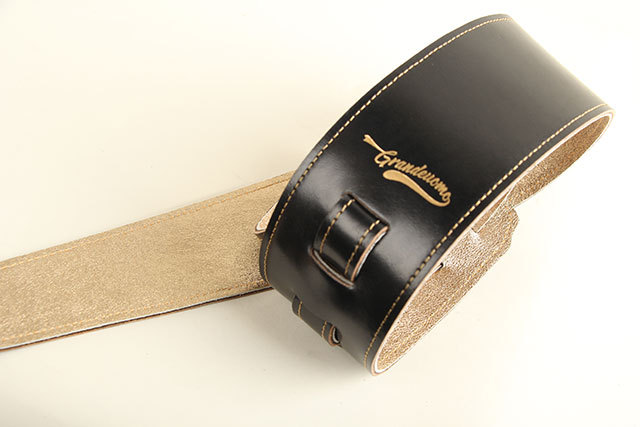 Grandeuomo レザー ストラップ [期間限定値下げ] Grande uomo Slim Wide Strap ホースハイド Black × イタリアンレザー