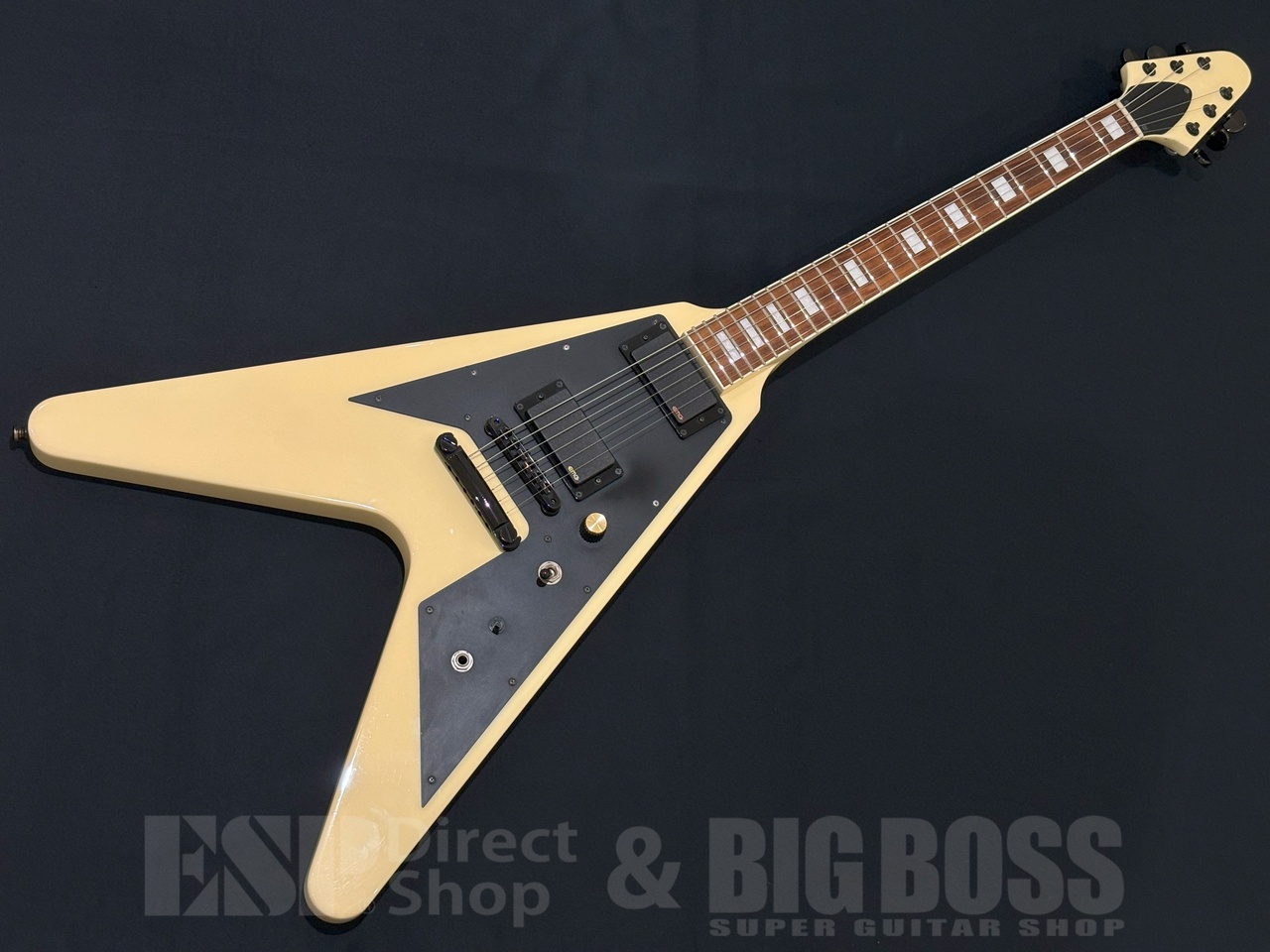Edwards E-FV-85DフライングV エレキギター クリーム Edwards E-FV-LTD Vintage White Flying V type electric guitar