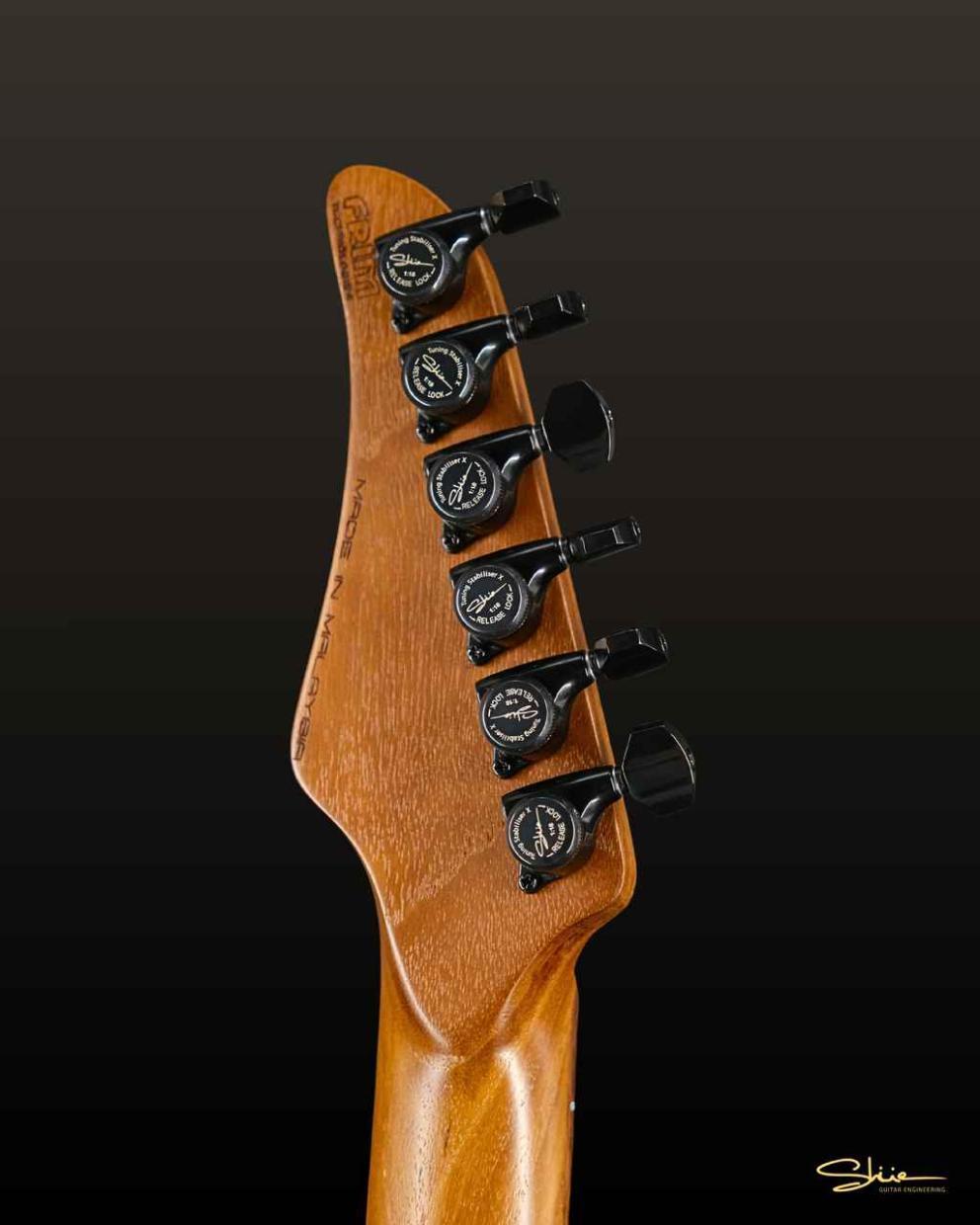 Shue Guitars New Classic S STD Super Black Black Hardware w/Royal