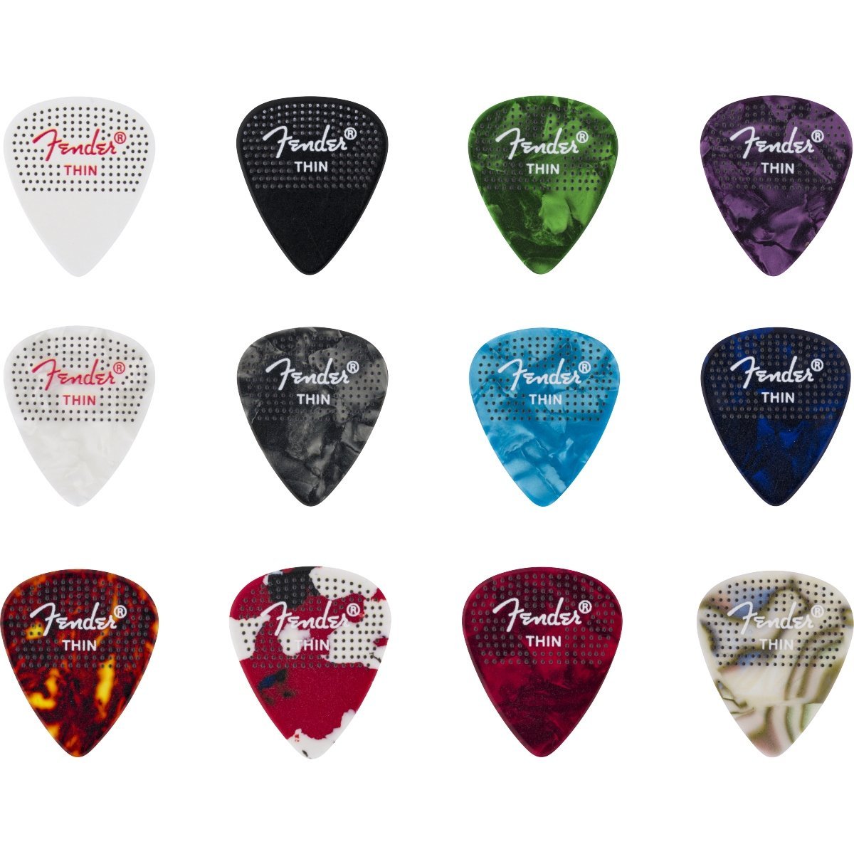 Fender 351 Dotted Celluloid Picks 12-Pack Thin フェンダー