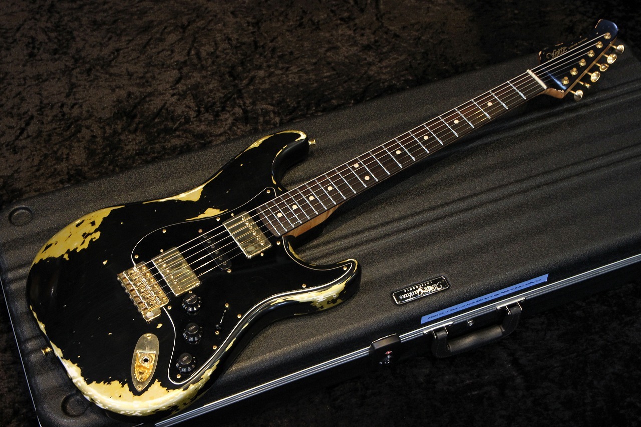 Xotic XSC-4 Black Over Aztec Gold Heavy Aged 