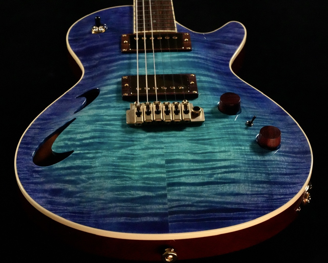 T's Guitars Arc-Singlecut22 Hollow 5A Exotic Flame/Custom