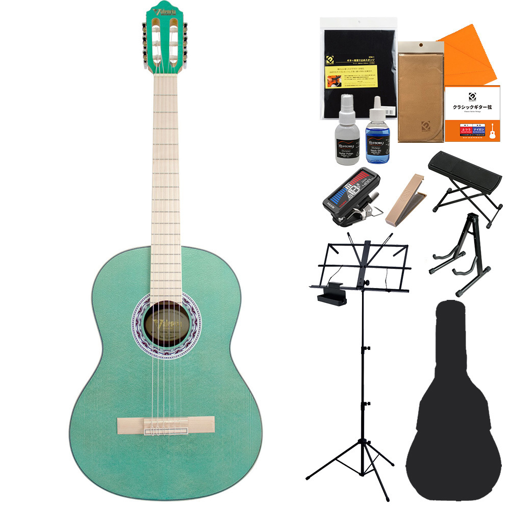 クラシック アコースティック ギター 初心者 4/4 サイズ 39 インチ ドレッドノート 6 ナイロン弦 キッズ ユース クラシック スモール ミニ ギター ギグバッグ、 Valencia VC354H 4⁄4 クラシックギター初心者8点セット バレンシア