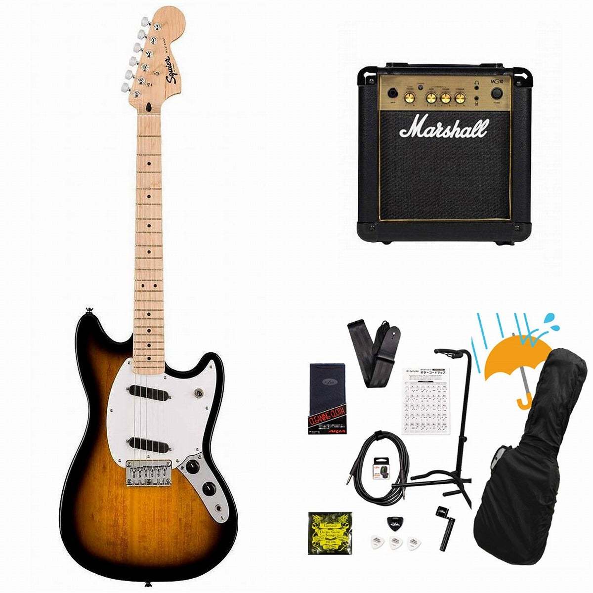 Squier by Fender Sonic Mustang Maple FB WH PG 2-Color Sunburst