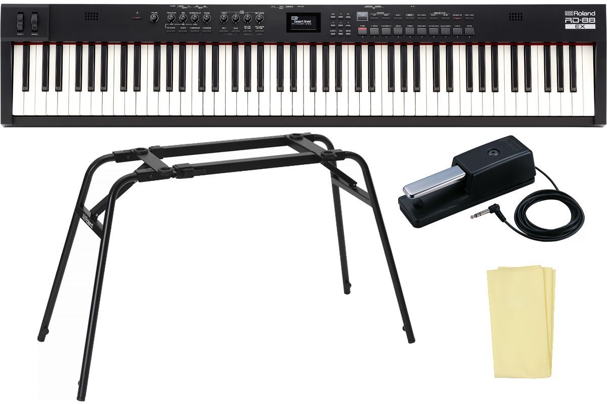 【極美品】Roland 純正 キーボードスタンド ブラック Roland RD-88EX 純正キーボードスタンド(KS-13)セット【渋谷店】（新品