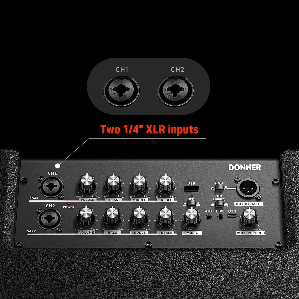 DONNER DDA-1000 ペア + MG10XU + SM58 4本 【50～100人程度 イベント