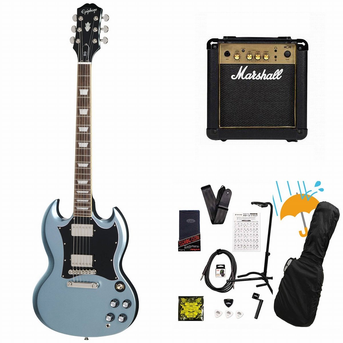 Epiphone Inspired by Gibson SG Standard Pelham Blue Marshall MG10