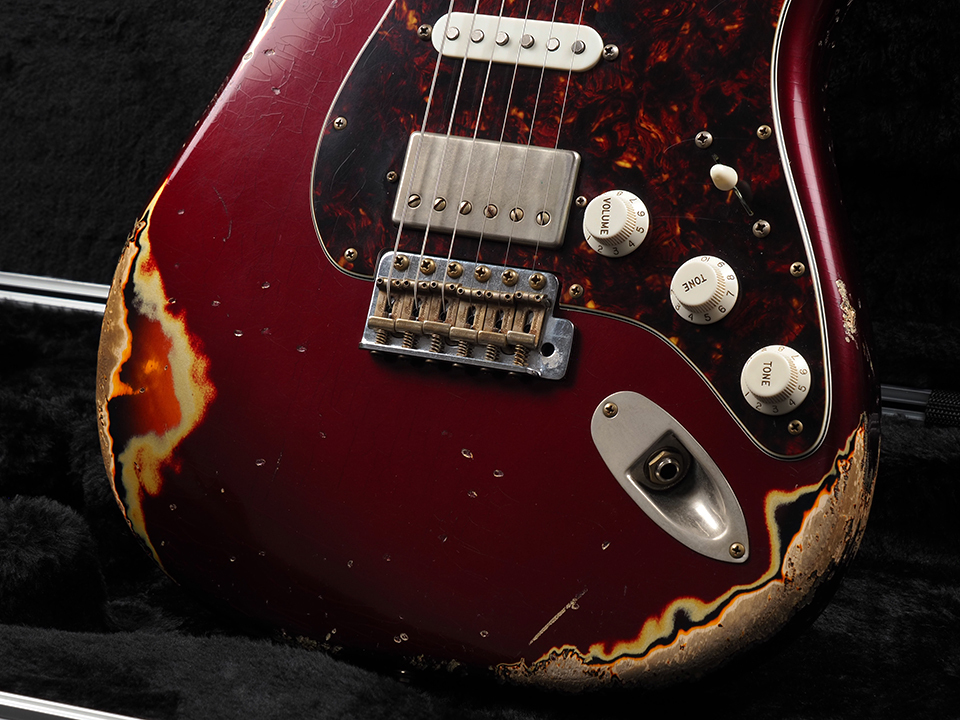 Xotic XSC-2 Ash/Rose Heavy Aged ~Dark Candy Apple Red Over 3-Tone