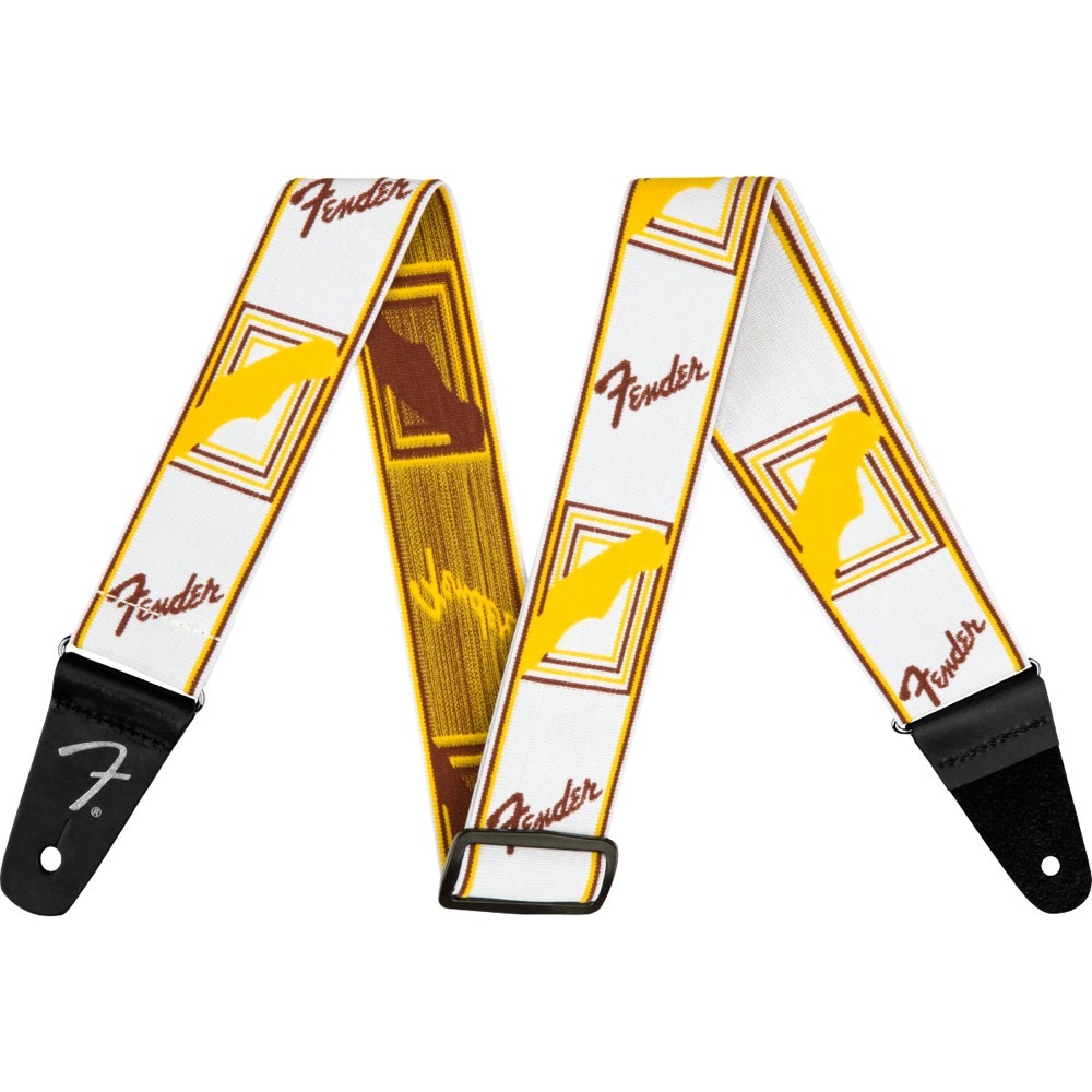 Fender フェンダー Weighless Monogram Strap White/Brown/Yellow 