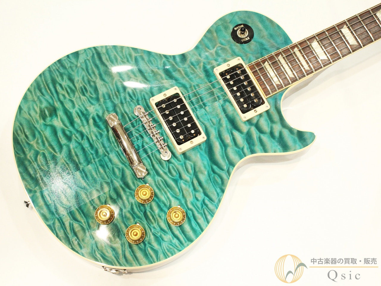 値下げ中・青のレスポール【送料無料】+付属パーツ有り Gibson Custom Shop Historic Collection LPR-9 hand selected Quilt