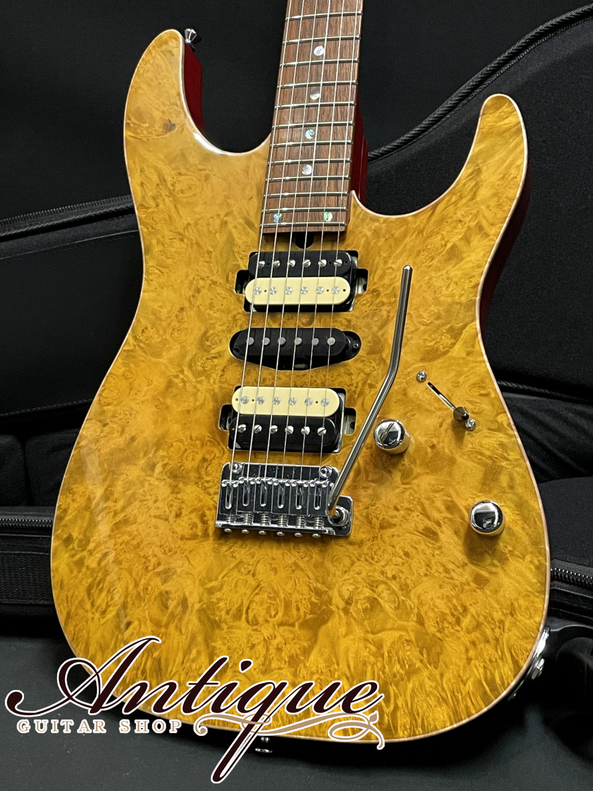 T's Guitars DST-Pro 24 Mahogany Limited 2020 Amber w/5A Burl Maple