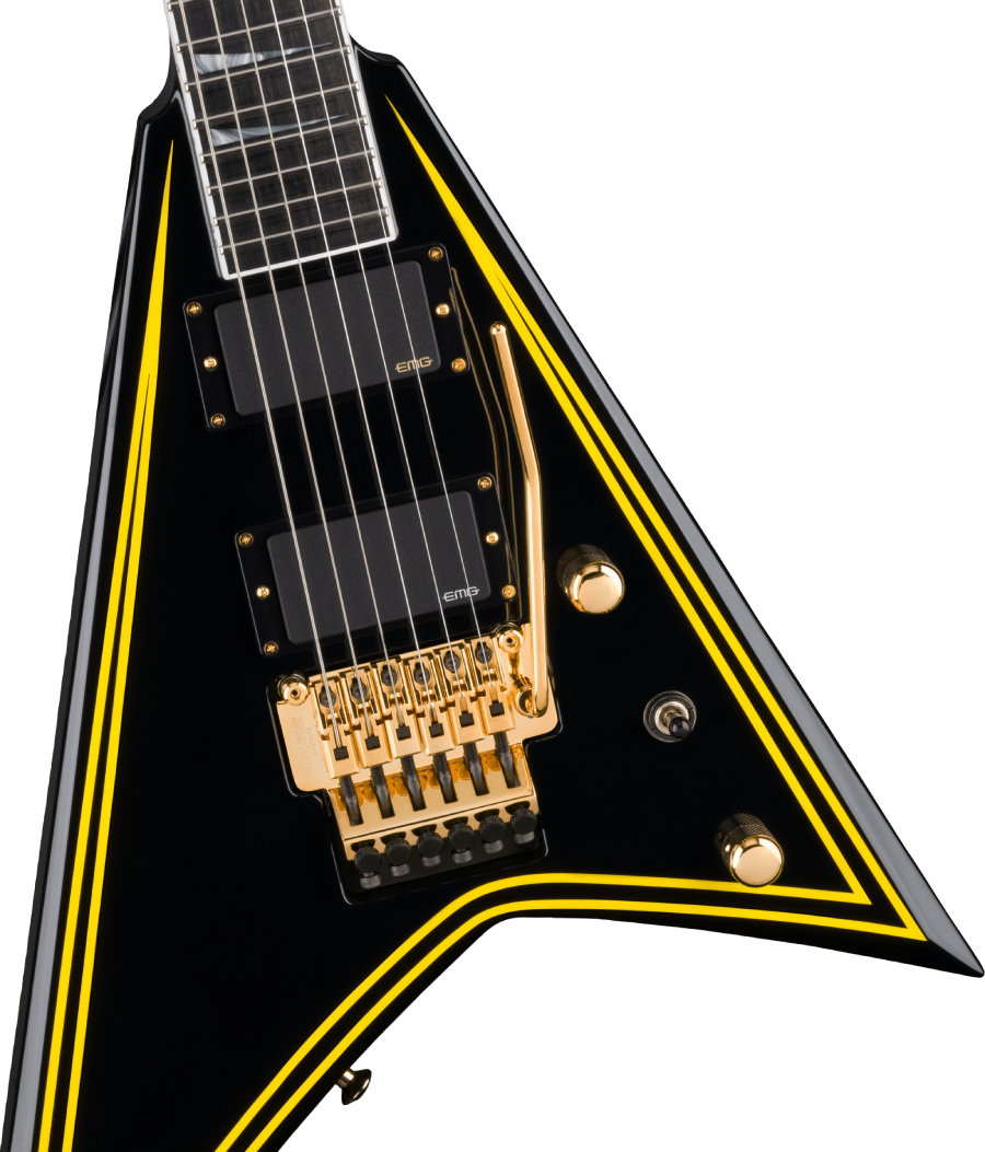 Jackson MJ Series Rhoads RR24MG Black with Yellow Pinstripes