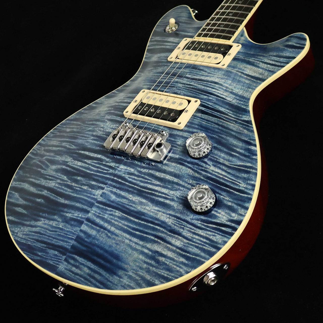 T's Guitars Arc-STD/VS100N/5A Exotic Maple Trans Blue Denim S/N