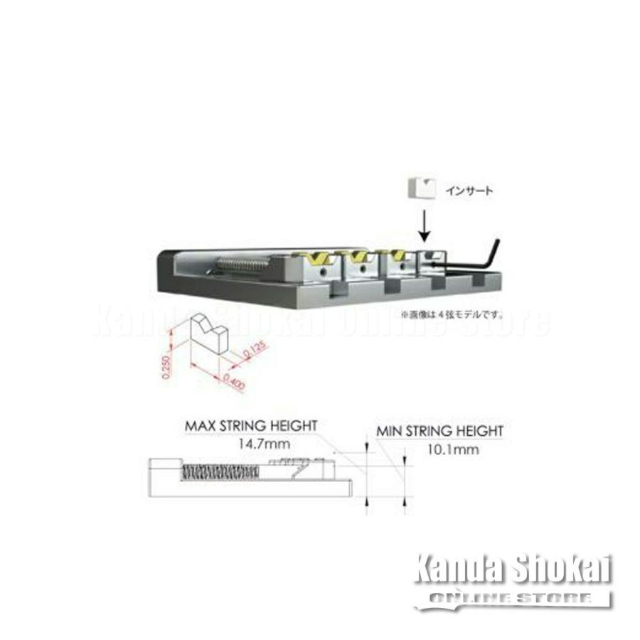 HIPSHOT Bass Bridge 5 String KickAss, Chrome（新品/送料無料