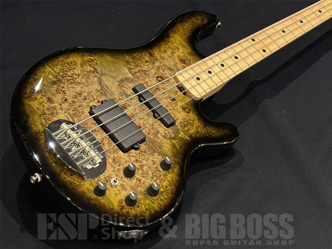 Lakland SL44-94 Deluxe Poplar Burl / Dark Oak Green Sunburst
