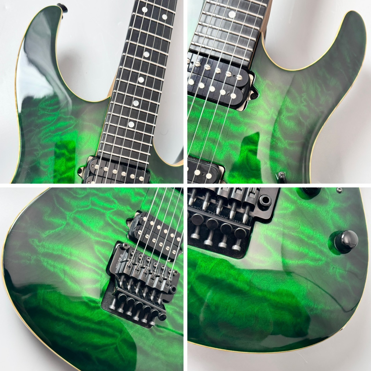 Suhr Custom Modern Carve Top Ash/Pau Ferro/Ebony -Trans Green