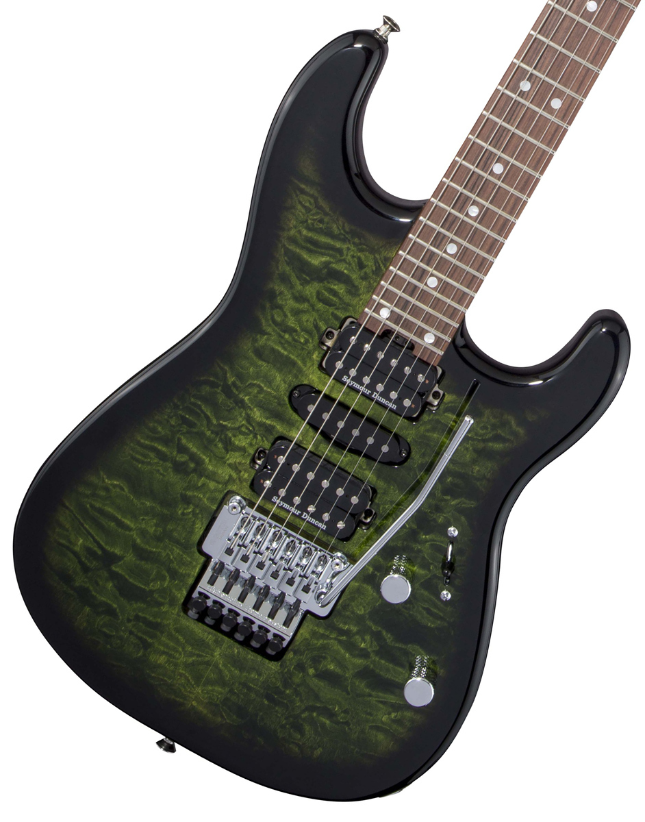 Charvel MJ Series San Dimas Style 1 HSH FR PF QM Transparent Green