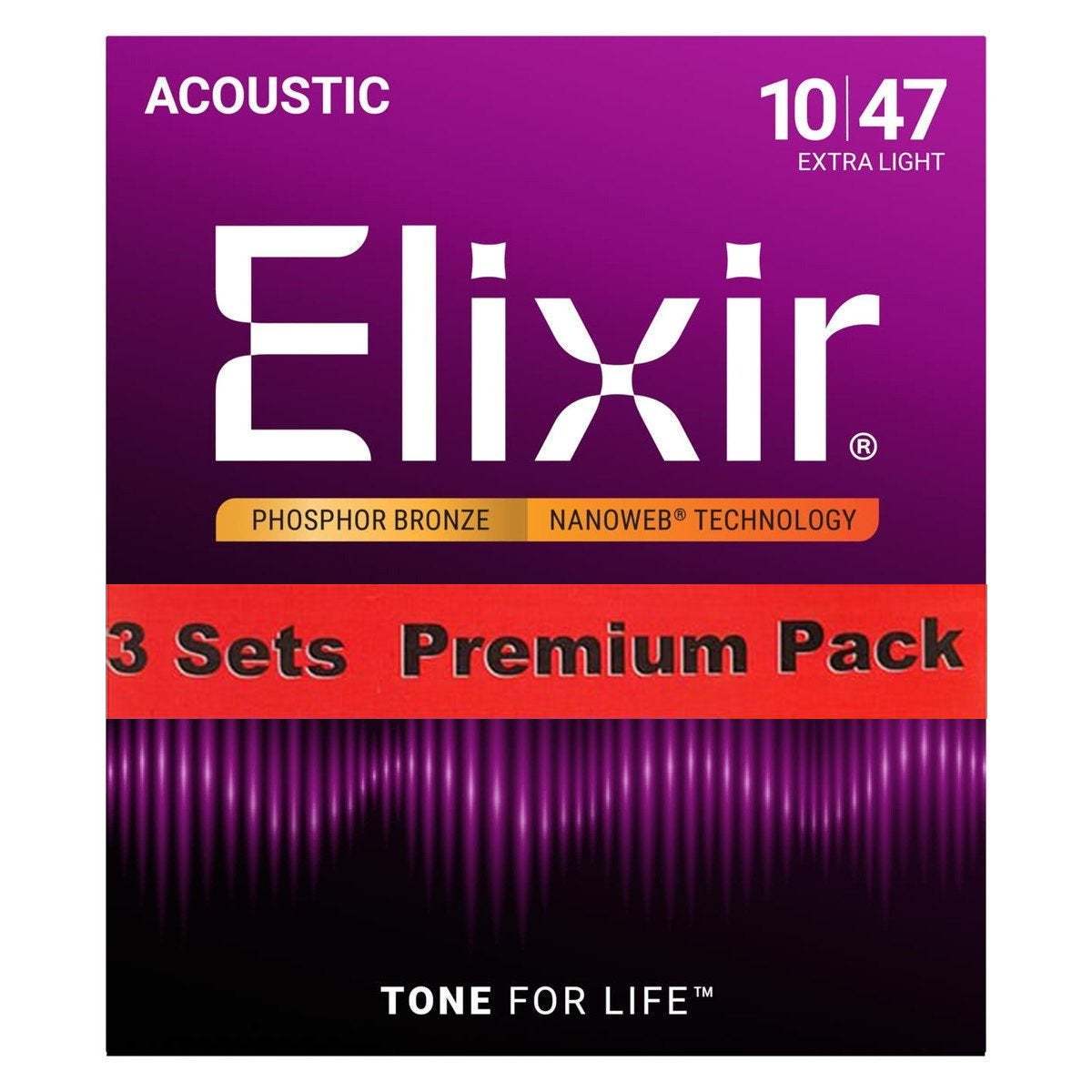 Elixir 16002-3P Extra Light Acoustic Phosphor Bronze with NANOWEB