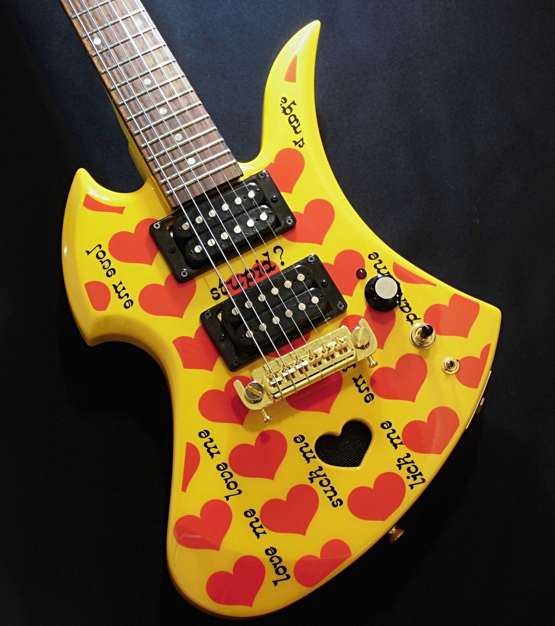 Burny YH-Jr. / Heart Yellow【中古品】【アンプ内蔵ミニギター