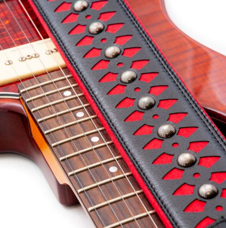 エレキギター Guitar straps ギター ストラップ 赤 刺繍ベースギター