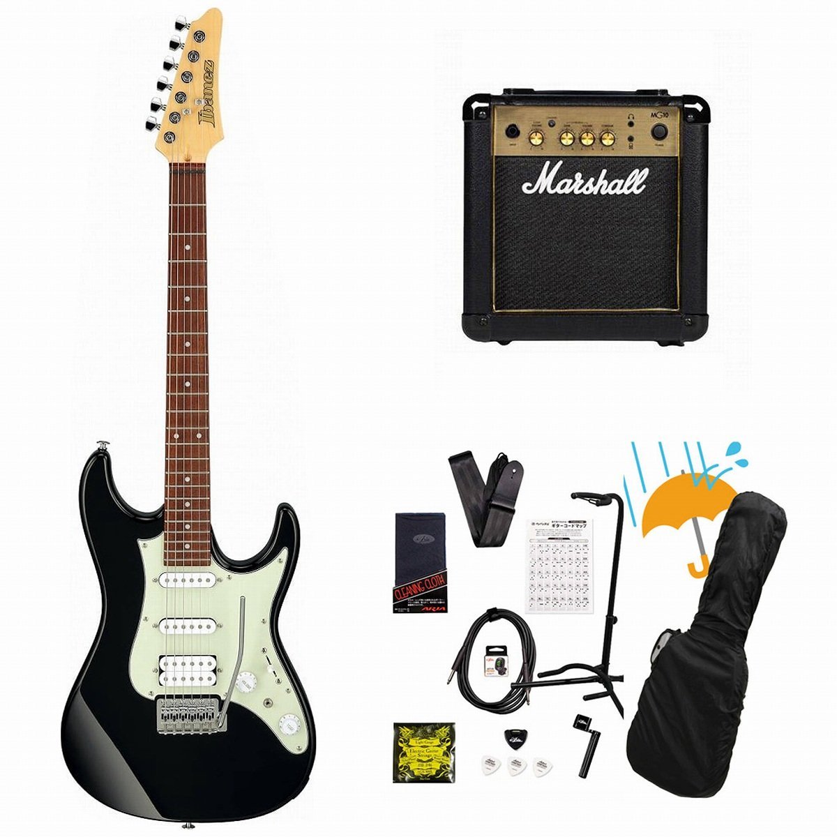 ☆1001 エレキギター　アンプ　譜面タテ及び付属品　まとめ セット エレキギター用スターターパック〔付属アンプ：10W PG-10〕〔ギター