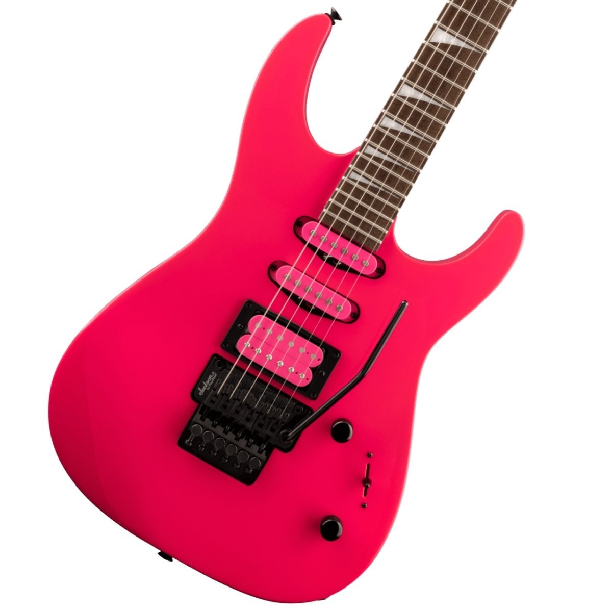 マッキー様希少品✨クアドラルロンドチェリー色　スピーカースタンドとスペーサー付き Jackson X Series Dinky DK3XR HSS Laurel Fingerboard Neon Pink