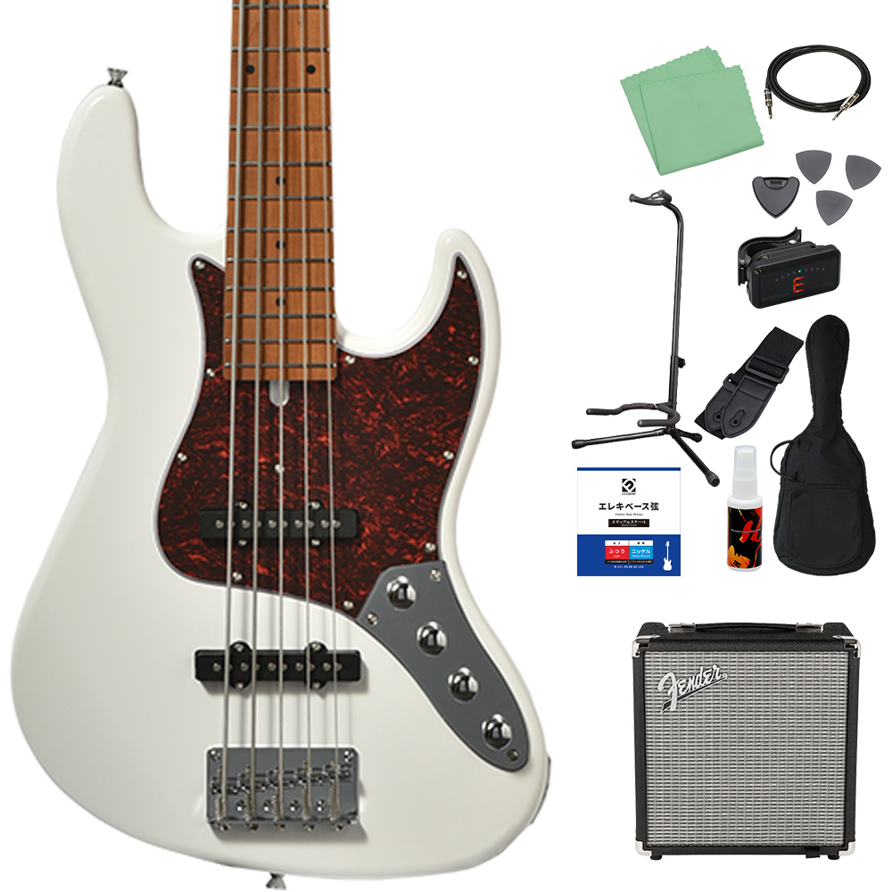 Bacchus WJB5-1DX-AC RSM/M WH 5弦 ベース初心者12点セット Fender