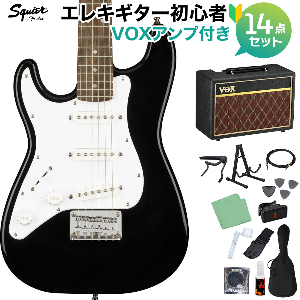 Squier by Fender Mini Stratocaster Left-Handed Black エレキギター 初心者14点セット  【VOXアンプ付き】 ミニサイズ（新品/送料無料）【楽器検索デジマート】