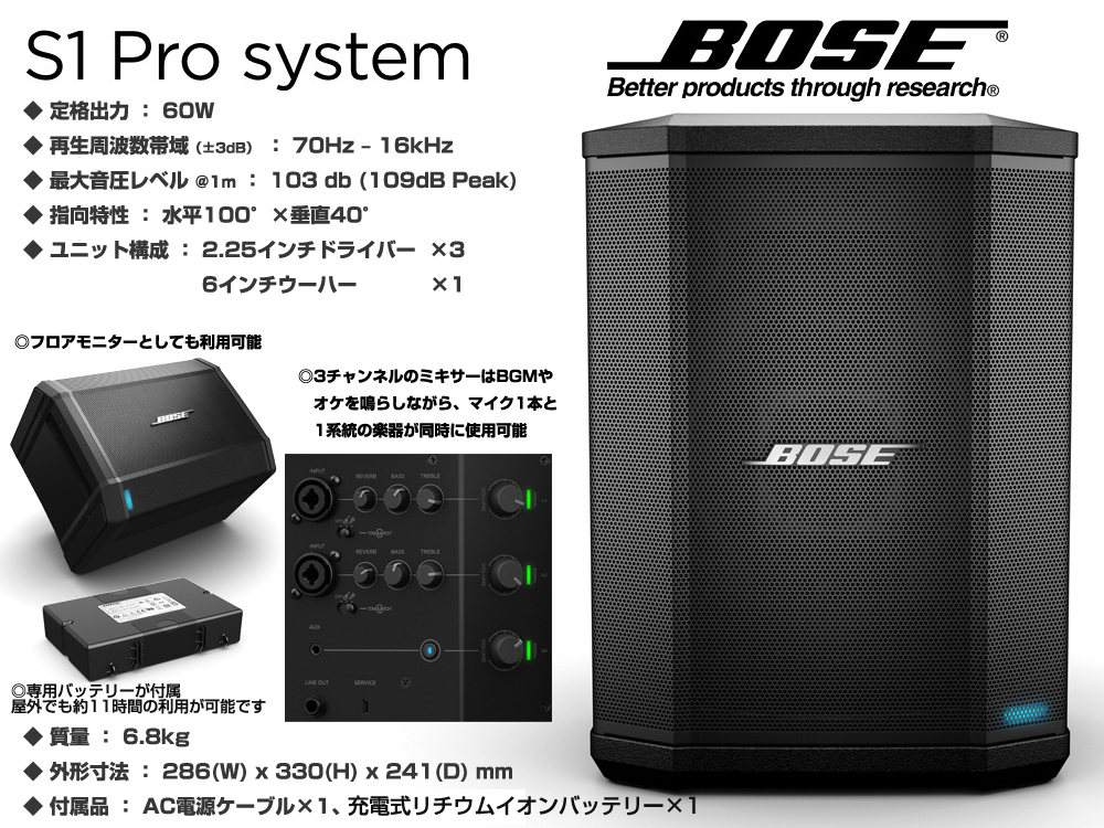 BOSE S1 Pro (1台) 専用充電式バッテリー付【ローン分割手数料0