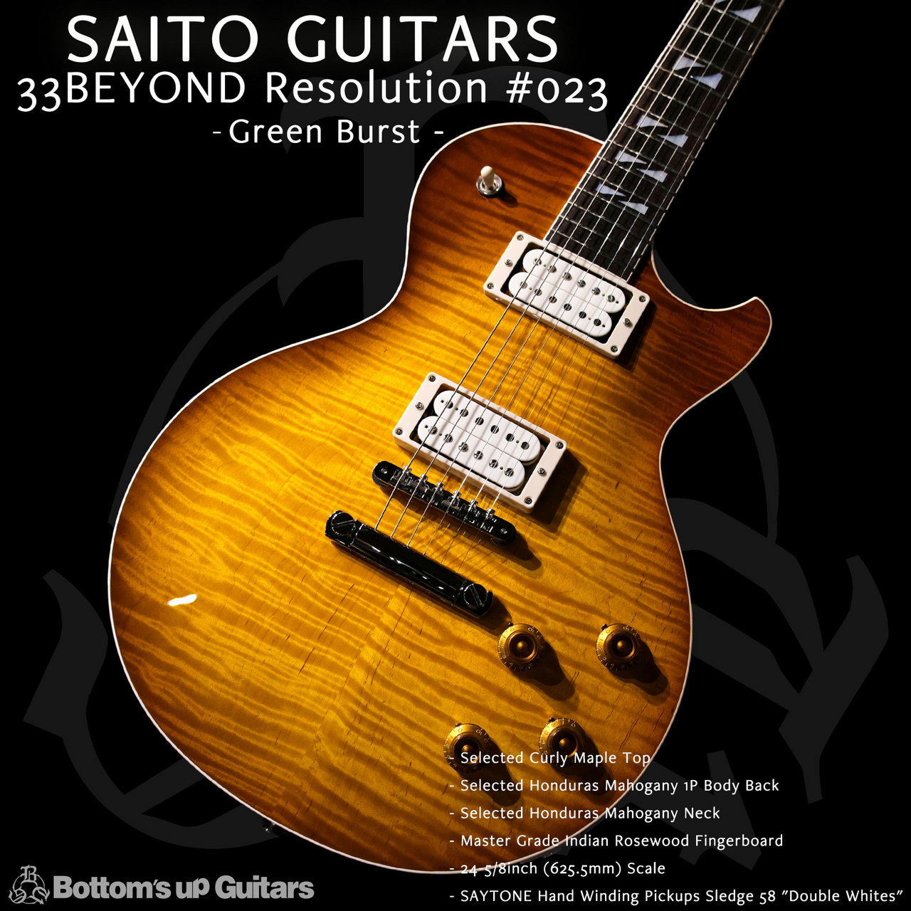 SAITO GUITARS 33BEYOND Resolution Green Burst 【初のW-White PUs