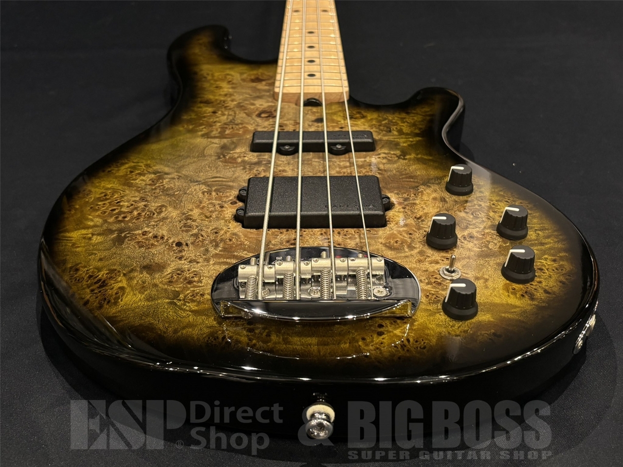 Lakland SL44-94 Deluxe Poplar Burl / Dark Oak Green Sunburst